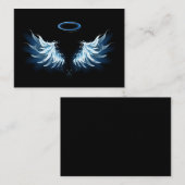 黒い白熱［赤熱］光を放つ背景の青いエンジェルウィングス アドバイスカード (正面/裏面)
