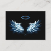 黒い白熱［赤熱］光を放つ背景の青いエンジェルウィングス アドバイスカード (正面)
