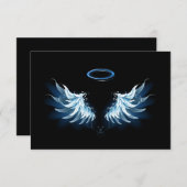 黒い白熱［赤熱］光を放つ背景の青いエンジェルウィングス アドバイスカード (正面/裏面)