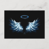 黒い白熱［赤熱］光を放つ背景の青いエンジェルウィングス アドバイスカード (正面)