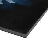 黒い白熱［赤熱］光を放つ背景の青いエンジェルウィングス カッティングボード (角)