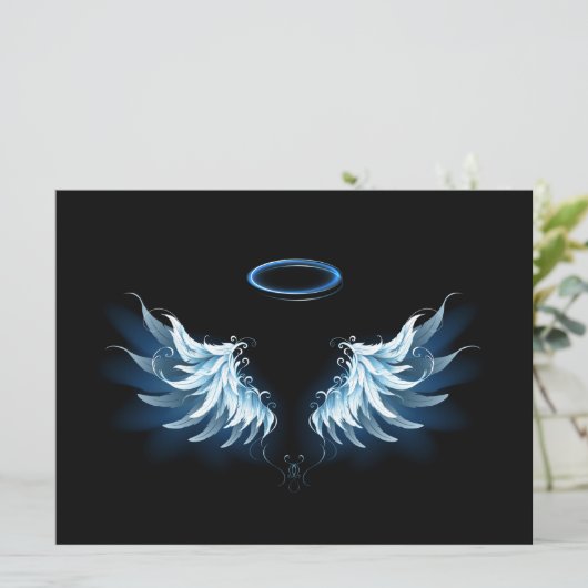 黒い白熱［赤熱］光を放つ背景の青いエンジェルウィングス カード (スタンド正面)