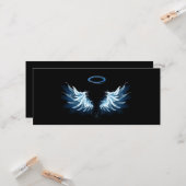黒い白熱［赤熱］光を放つ背景の青いエンジェルウィングス カード (正面/裏面インサイチュ)