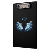 黒い白熱［赤熱］光を放つ背景の青いエンジェルウィングス クリップボード (左)