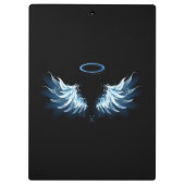 黒い白熱［赤熱］光を放つ背景の青いエンジェルウィングス クリップボード (裏面)