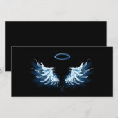 黒い白熱［赤熱］光を放つ背景の青いエンジェルウィングス シーズンカード (正面/裏面)