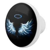 黒い白熱［赤熱］光を放つ背景の青いエンジェルウィングス セラミックノブ (右)