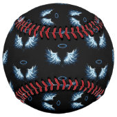 黒い白熱［赤熱］光を放つ背景の青いエンジェルウィングス ソフトボール (正面)