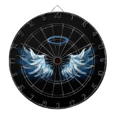 黒い白熱［赤熱］光を放つ背景の青いエンジェルウィングス ダーツボード (正面)