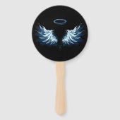 黒い白熱［赤熱］光を放つ背景の青いエンジェルウィングス ハンドファン (裏面)