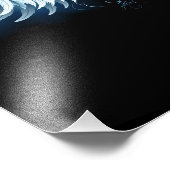 黒い白熱［赤熱］光を放つ背景の青いエンジェルウィングス フォトプリント            (角)