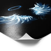 黒い白熱［赤熱］光を放つ背景の青いエンジェルウィングス フォトプリント            (角)