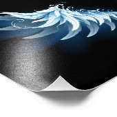 黒い白熱［赤熱］光を放つ背景の青いエンジェルウィングス フォトプリント            (角)