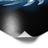 黒い白熱［赤熱］光を放つ背景の青いエンジェルウィングス フォトプリント            (角)