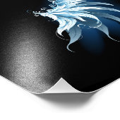 黒い白熱［赤熱］光を放つ背景の青いエンジェルウィングス フォトプリント            (角)