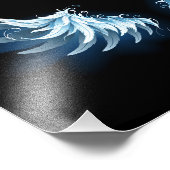 黒い白熱［赤熱］光を放つ背景の青いエンジェルウィングス フォトプリント            (角)