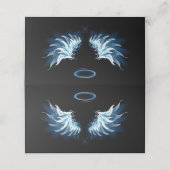 黒い白熱［赤熱］光を放つ背景の青いエンジェルウィングス プレイスカード (外部開封)