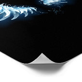 黒い白熱［赤熱］光を放つ背景の青いエンジェルウィングス ポスター (角)