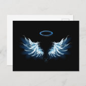 黒い白熱［赤熱］光を放つ背景の青いエンジェルウィングス ポストカード (正面/裏面)