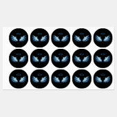 黒い白熱［赤熱］光を放つ背景の青いエンジェルウィングス ラベル (シート)