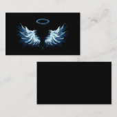 黒い白熱［赤熱］光を放つ背景の青いエンジェルウィングス ロイヤリティカード (正面/裏面)