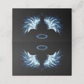 黒い白熱［赤熱］光を放つ背景の青いエンジェルウィングス 予約カード (外部開封)