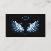 黒い白熱［赤熱］光を放つ背景の青いエンジェルウィングス 割引カード (正面)