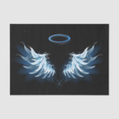 黒い白熱［赤熱］光を放つ背景の青いエンジェルウィングス 薄葉紙 (正面)