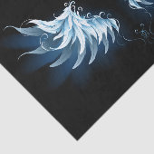 黒い白熱［赤熱］光を放つ背景の青いエンジェルウィングス 薄葉紙 (詳細)