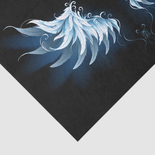 黒い白熱［赤熱］光を放つ背景の青いエンジェルウィングス 薄葉紙 (詳細)