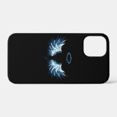 黒い白熱［赤熱］光を放つ背景の青いエンジェルウィングス Case-Mate iPhoneケース (裏面 (横))