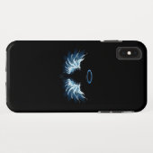 黒い白熱［赤熱］光を放つ背景の青いエンジェルウィングス Case-Mate iPhoneケース (裏面(横))