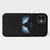 黒い白熱［赤熱］光を放つ背景の青いエンジェルウィングス Case-Mate iPhoneケース (裏面(横))