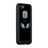 黒い白熱［赤熱］光を放つ背景の青いエンジェルウィングス LifeProof iPhoneケース (裏面/右)