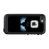 黒い白熱［赤熱］光を放つ背景の青いエンジェルウィングス LifeProof iPhoneケース (裏面横)