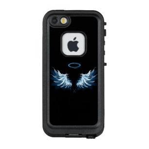 黒い白熱［赤熱］光を放つ背景の青いエンジェルウィングス LifeProof FRÄ’ iPhone SE/5/5sケース