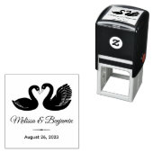 黒い白鳥のペアは日付を保存結婚する セルフインキングスタンプ (インサイチュ)