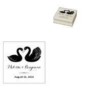 黒い白鳥のペアは日付を保存結婚する ラバースタンプ (押印)