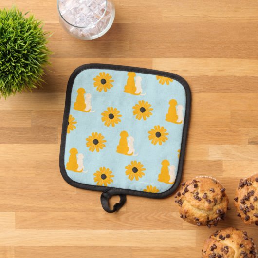 黒い目のサザンズとゴールデンのポットホルダー 鍋敷き (トップダウン)