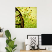 黒い目のスーザンとワゴンホイールの写真 ポスター (ホームオフィス)