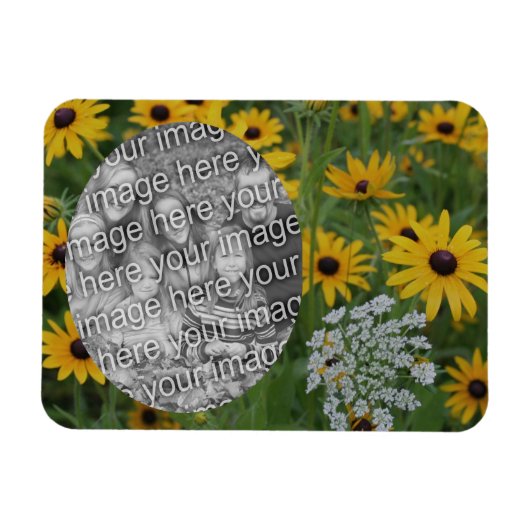 黒い目のスーザンフィールドフレームあなたの写真を追加 マグネット (横)