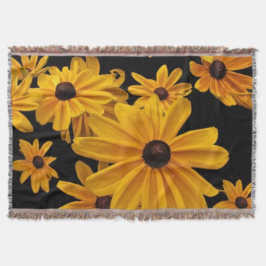黒い目のスーザンフラワーズフローラブランケット スローブランケット (正面)