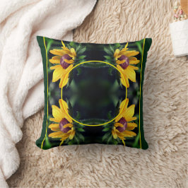 黒い目のスーザンフラワーフレームあなたの写真を追加 クッション