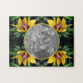 黒い目のスーザンフラワーフレームあなたの写真を追加 ジグソーパズル (横)