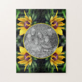 黒い目のスーザンフラワーフレームあなたの写真を追加 ジグソーパズル (縦)