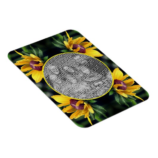 黒い目のスーザンフラワーフレームあなたの写真を追加 マグネット (右側)