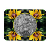 黒い目のスーザンフラワーフレームあなたの写真を追加 マグネット (横)