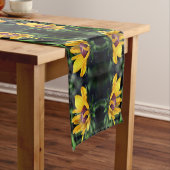 黒い目のスーザンフラワー展開抽象芸術 ショートテーブルランナー (インサイチュ)