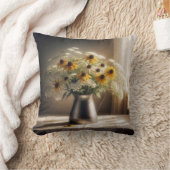 黒い目のスーザンブーケオンレース クッション (ブランケット)