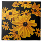 黒い目のスーザン花フローラセラミックタイル タイル (正面)